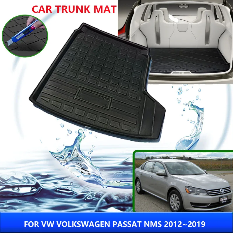 For VW Volkswagen Passat NMS 2012~2019 2015 2016 Car Trunk Mat High Temperature Resistant Storage Carpet Interior Accessories