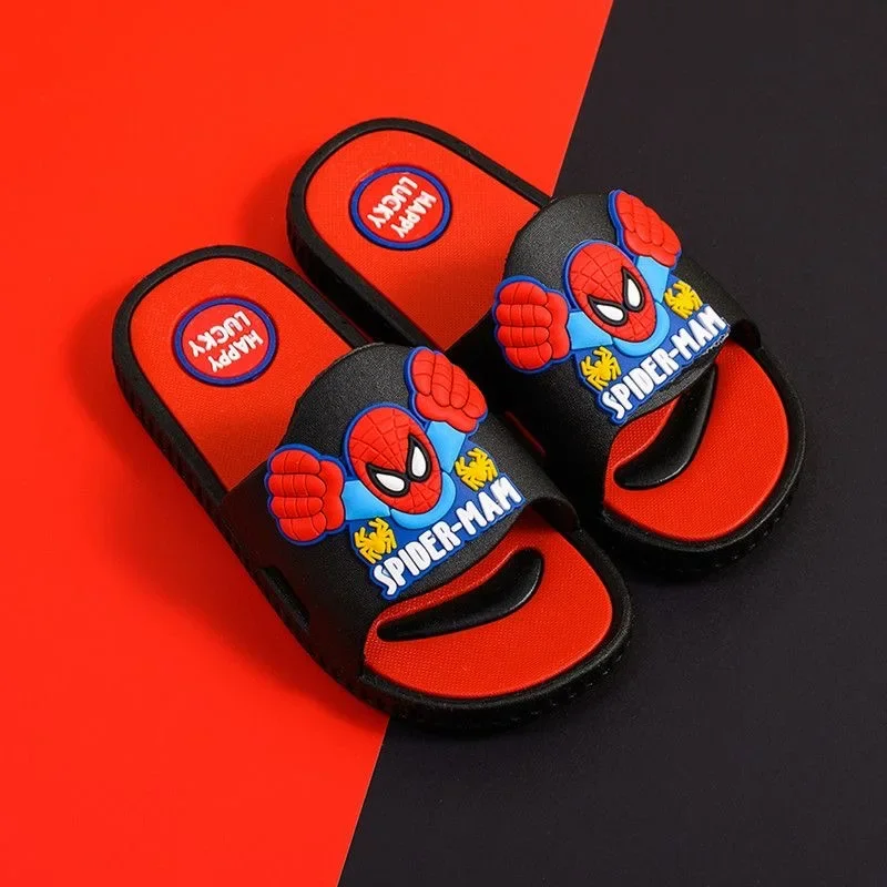 Disney New Summer Children\'s Slippers Cartoon Spider-Man Boys Sandals Anti-slip Kids Toddler Indoor Household Soft Sole Shoes