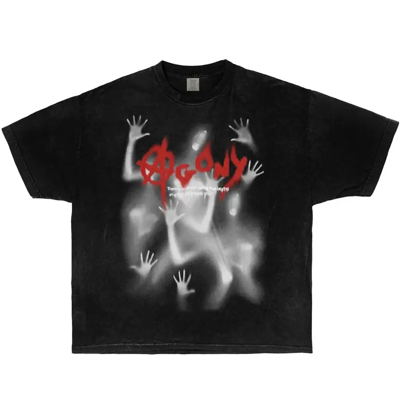 Agony Souls Boxy Garment-Dyed Shirt Opium, y2k, fashion, streetwear, unisex, men, women, cotton, crew neck, y2k gothic goth emo