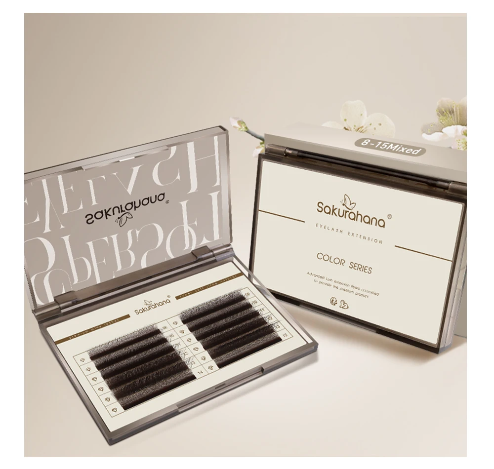 SAKURAHANA Braune automatisch blühende W-förmige 3D 4D 5D vorgefertigte Wimpernfächer, natürliche, weiche, professionelle Make-up-Wimpern – Detail 11
