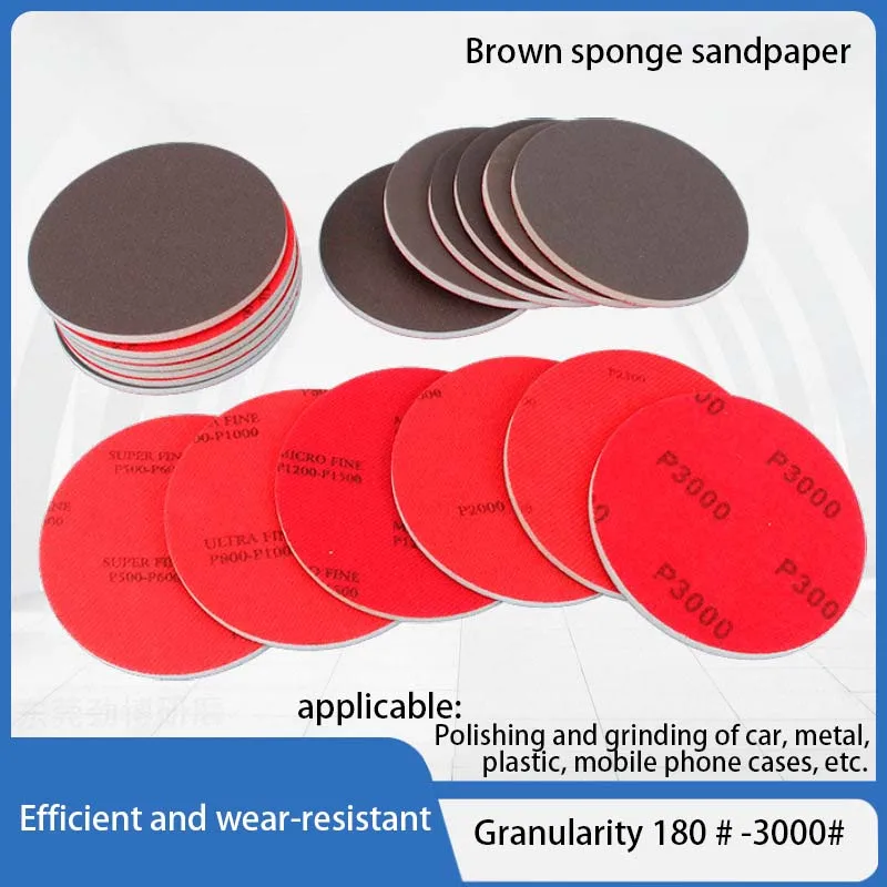 

3in 4in 5in disc-shaped plush sponge sandpaper for air grinder, used for polishing automotive plastic paint surfaces