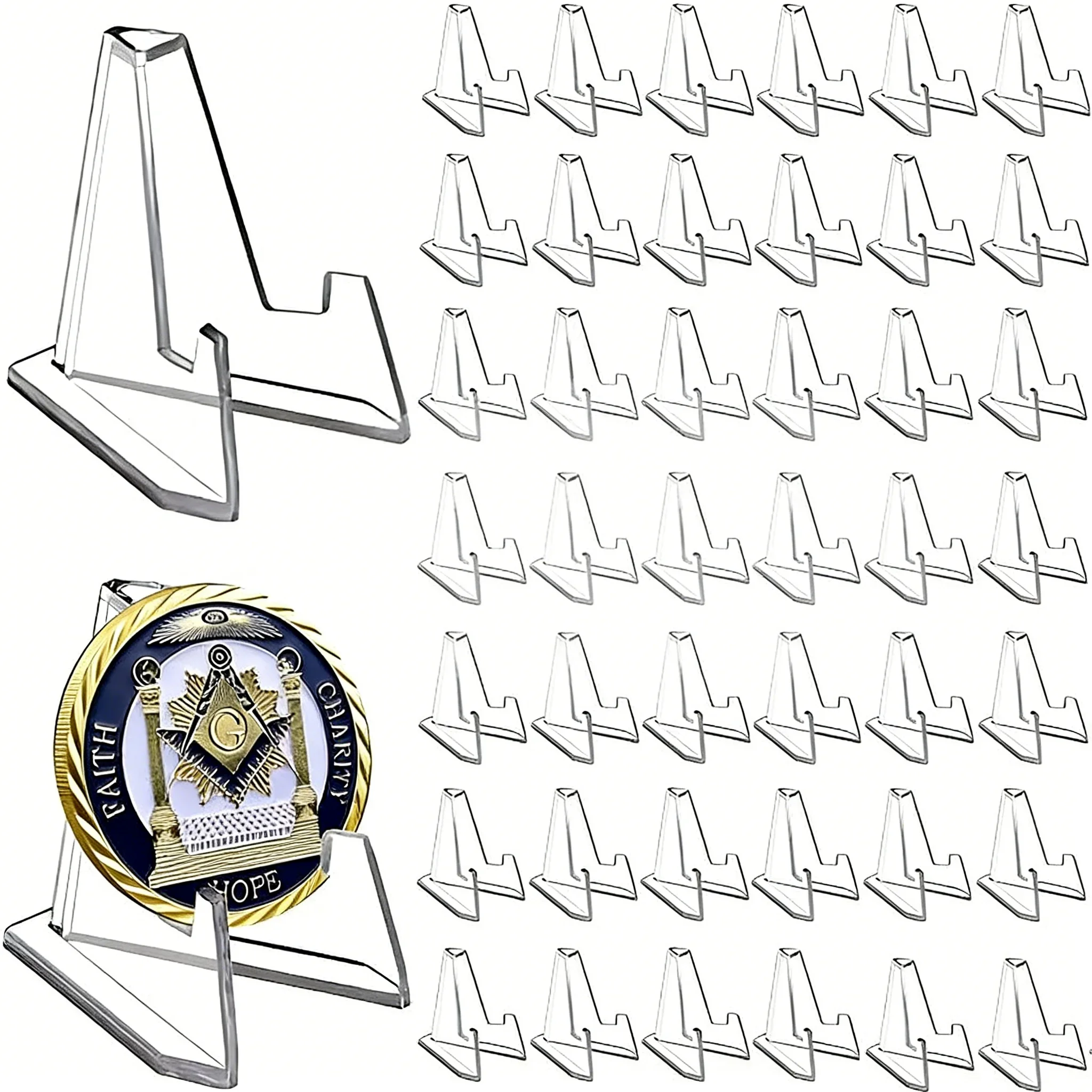 30-1PCS Triangular Card Display Stand Mini Acrylic Idol Photo Picture Holder Stands for Coin Sports Trading Cards Display Racks