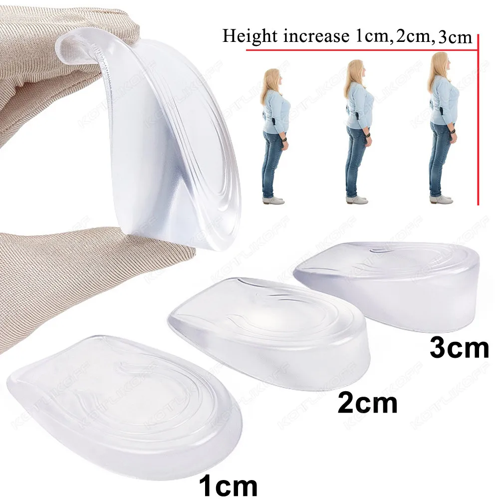 

Silicone Gel Height Increase Insole Heel Lifting Inserts Shoe Foot Care Protector Elastic Cushion Heel Absorption Pressure Pads