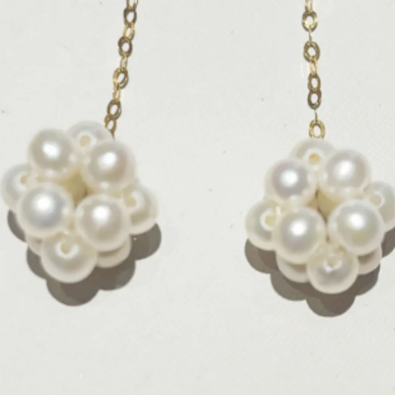 Natural White Freshwater Pearl Real 18K Gold Au750 Earring DIY Jewelry Accessories Fine Qualitydiy 202601