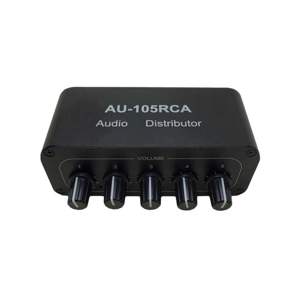 

A62T-Stereo Audio Mixer 1 Input 5 Output Multi-Channel Audio Source Distributor RCA Interface for Power Amplifiers