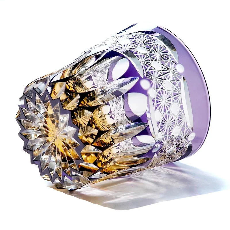 2026 Edo Kiriko Hand-Cut Dawn Whisky Glass Purple Crystal Glass First Light Handmade Craft Delicate Cup With Boxes Dropshipping