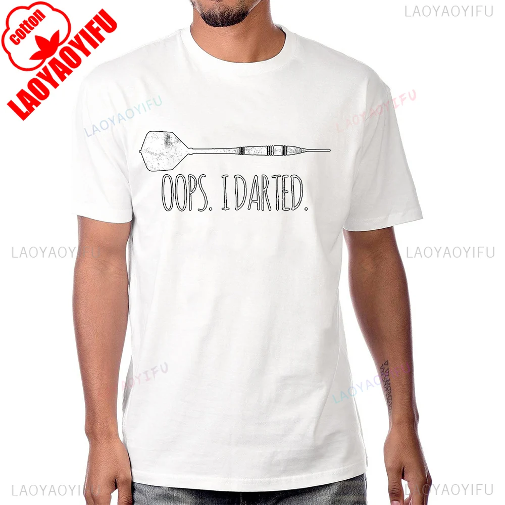 

Футболка Oops I Darted с забавным графическим дартсом Dart Bull's Eye, повседневная модная свободная хлопковая мужская футболка в стиле Харадзюку, мягкая женская футболка Y2k