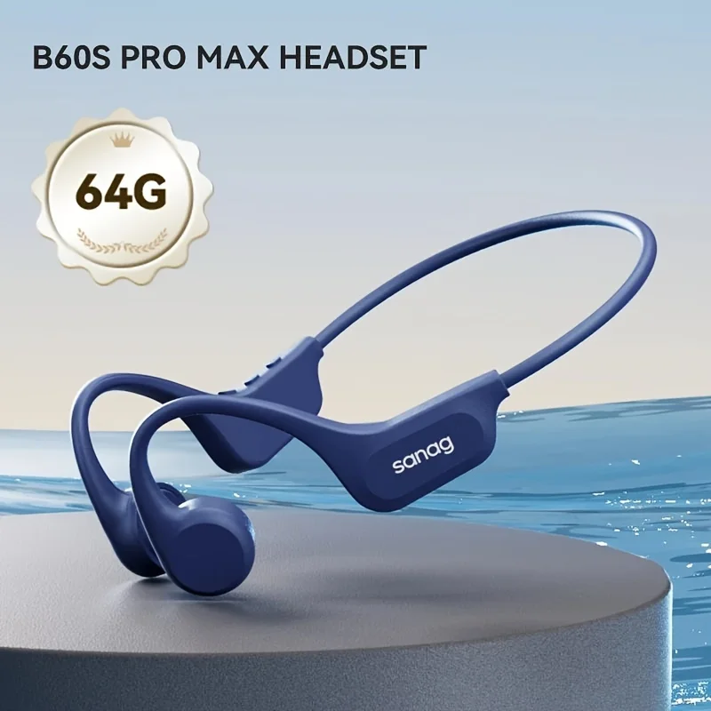 Sanag B60S Beengeleiding Oortelefoon IPX8 Zwemmen Bluetooth-hoofdtelefoon Draadloze headset 32GB/64GB MP3 met microfoon Oordopjes