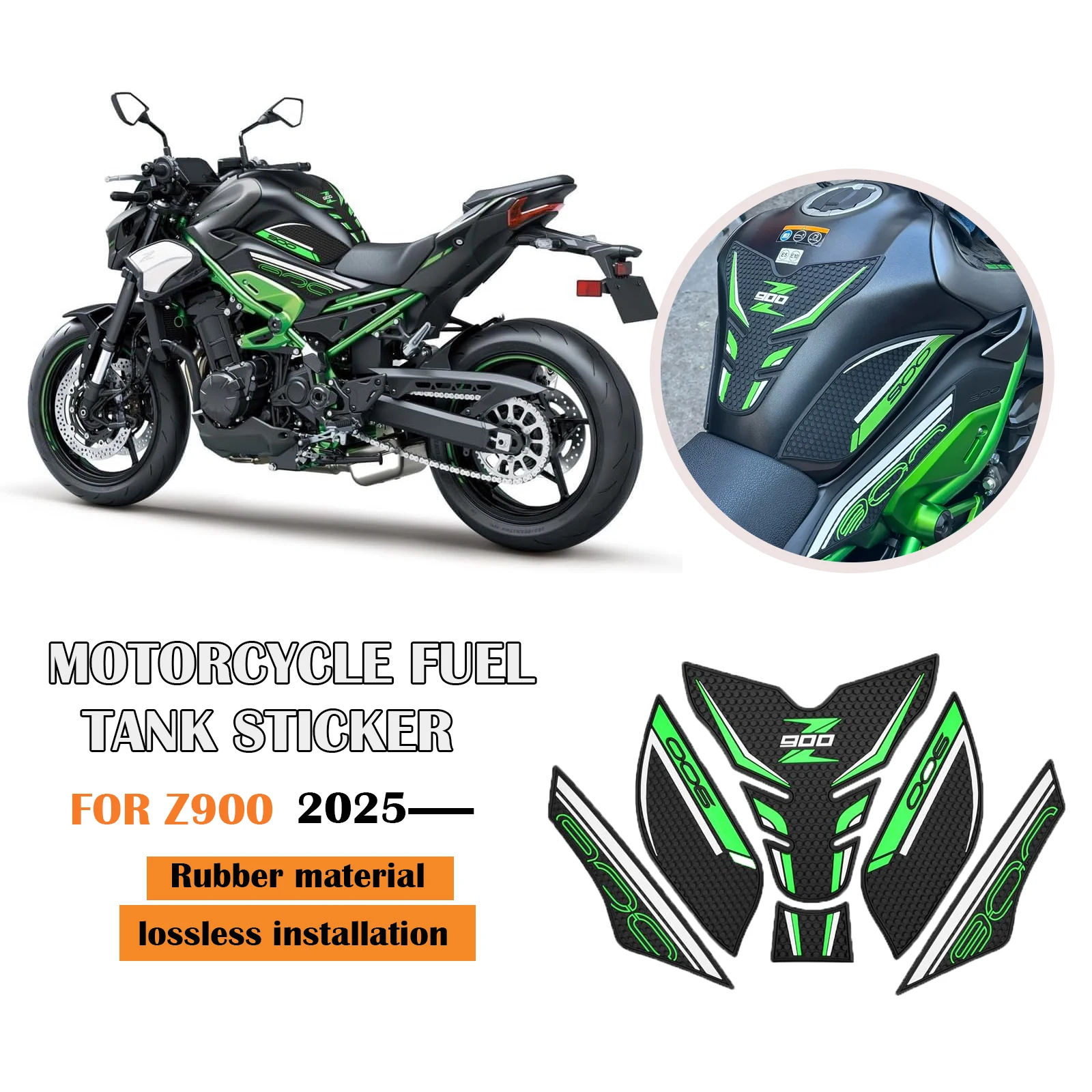 

Новая тяговая накладка на бак, боковая газовая наколенница, противоскользящая наклейка, мотоцикл для Kawasaki Z900 Z900 SE 2025