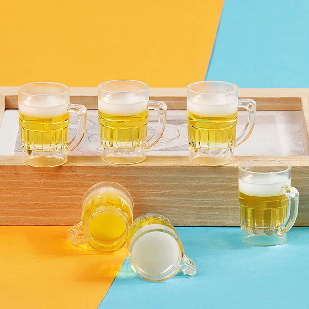 12 szt. Miniaturki kufli do piwa z żywicy, dekoracja do domku dla lalek, miniatura na biurko, kubek do piwa do domku dla lalek, rekwizyt do scen zrób to sam, rekwizyt do zdjęć