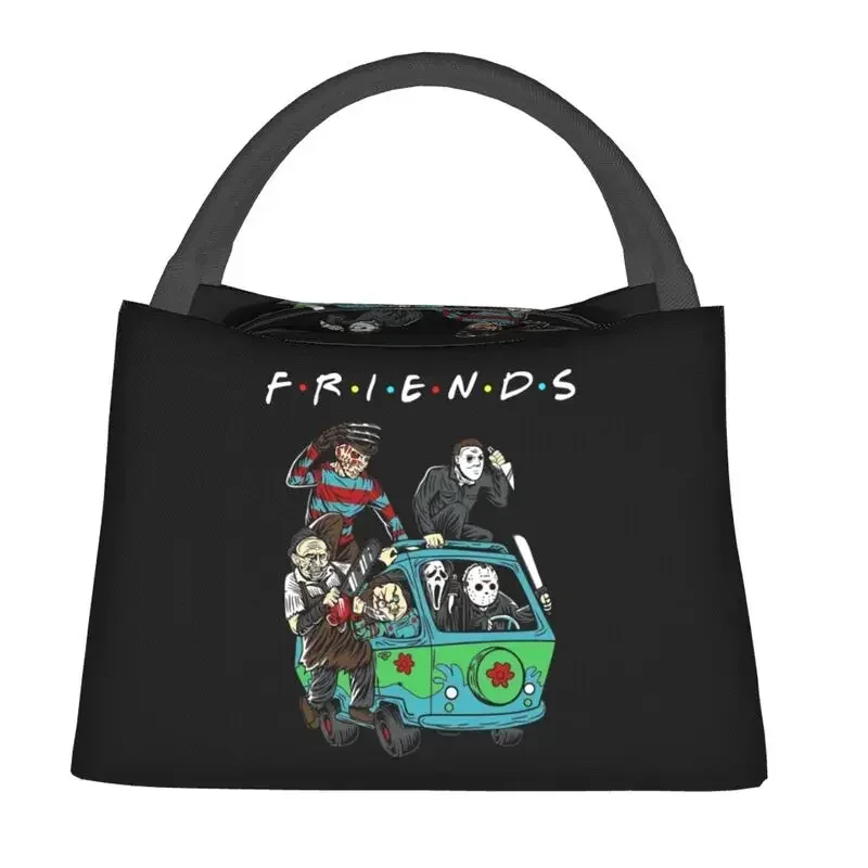 Horror Movie Friends Character Insulated Lunch Bags for Women Portable Halloween Thermal Cooler Lunch Tote Office Picnic Travel