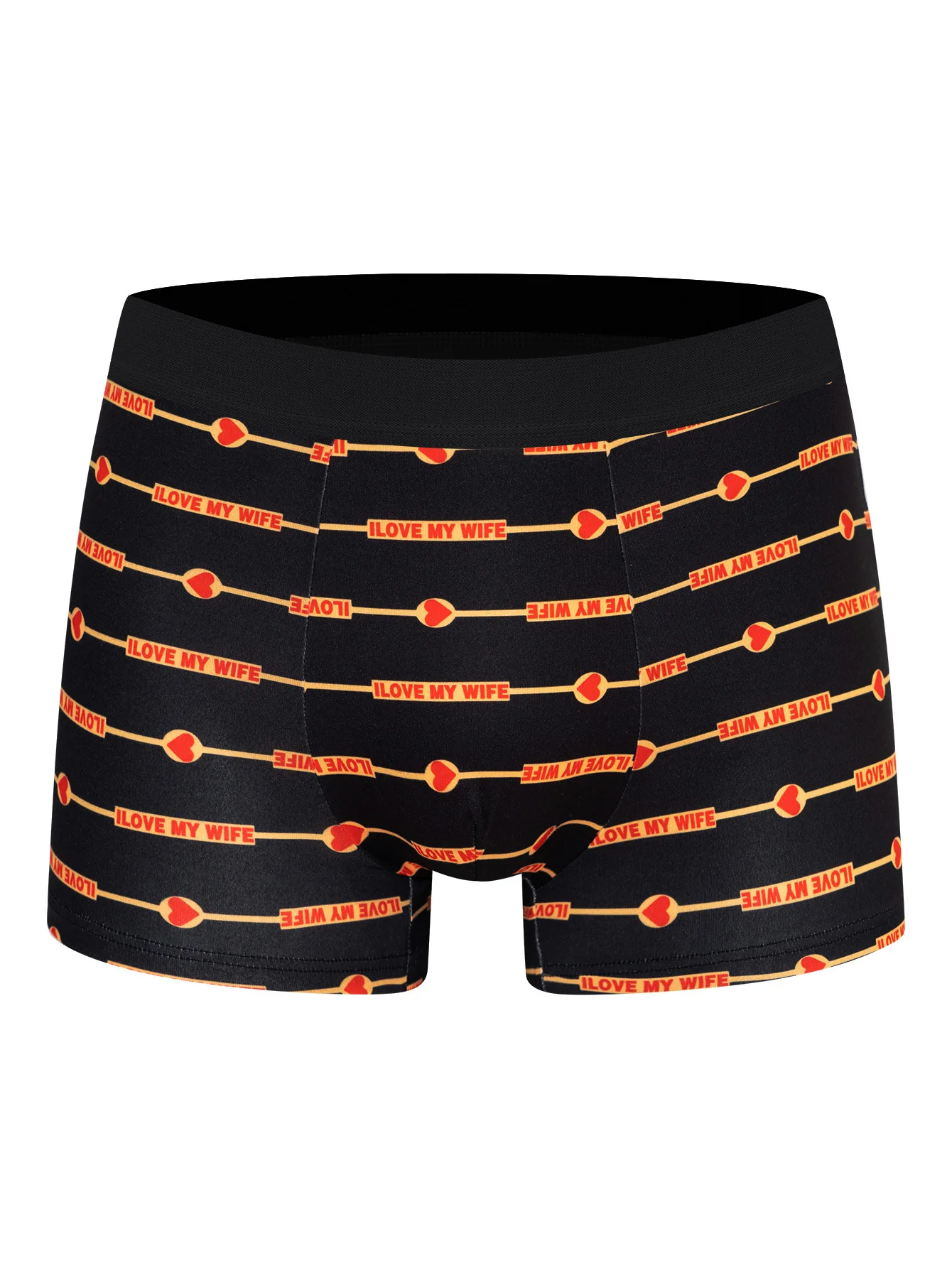 Men's four-cornered briefs with printed pattern, breathable waistband, straight crotch pants