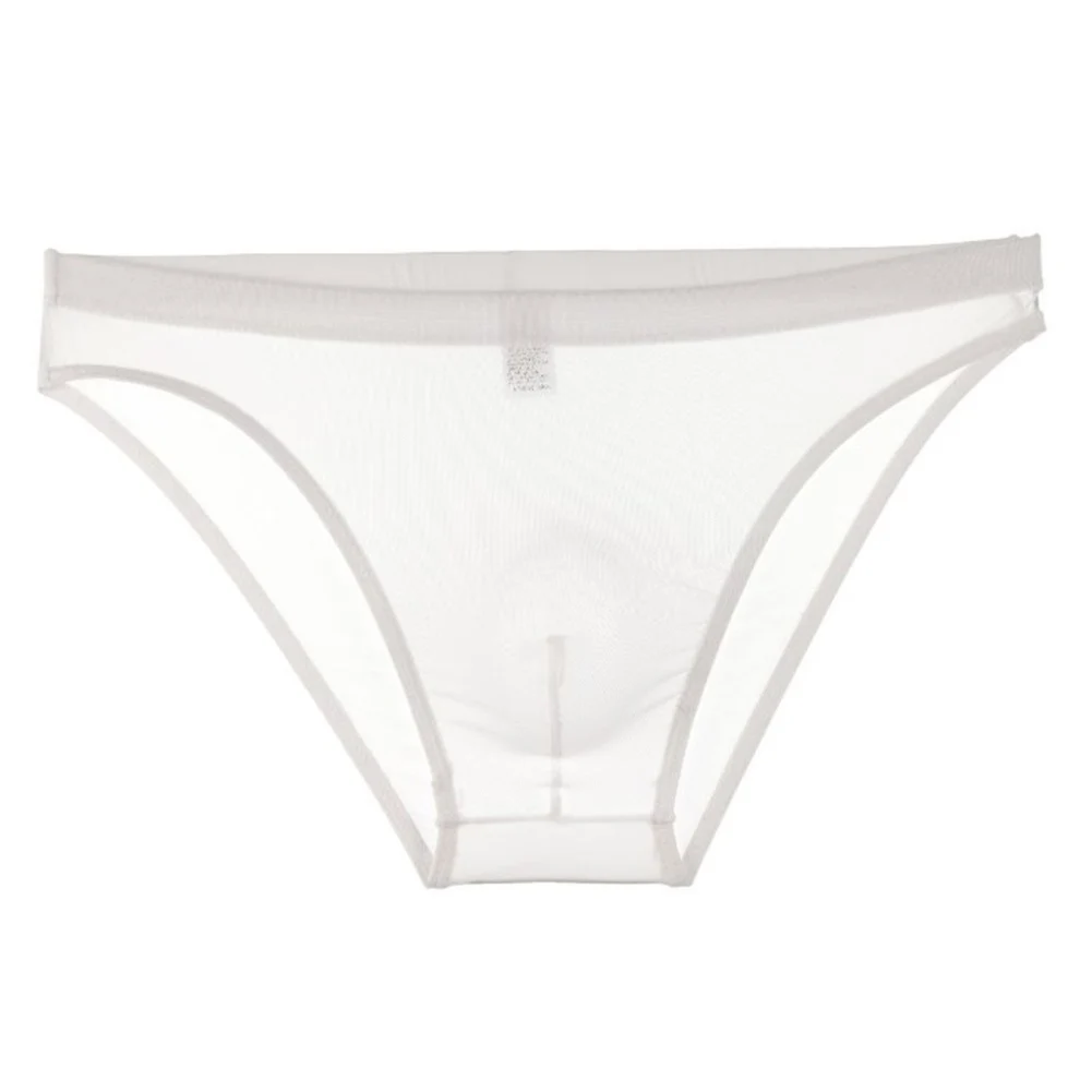 Ropa interior de seda de hielo para hombre, calzoncillos transparentes de Color sólido, bragas con bolsa, asequible, nuevo