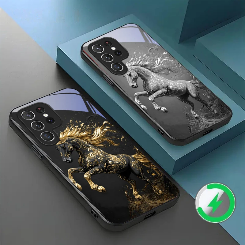 

Purple Rhyme White Tianma For Samsung Galaxy S20 FE S21 S22 S23 Plus S24 Ultra 25 Edge 22Plus For Magsafe Glass Phone Casee