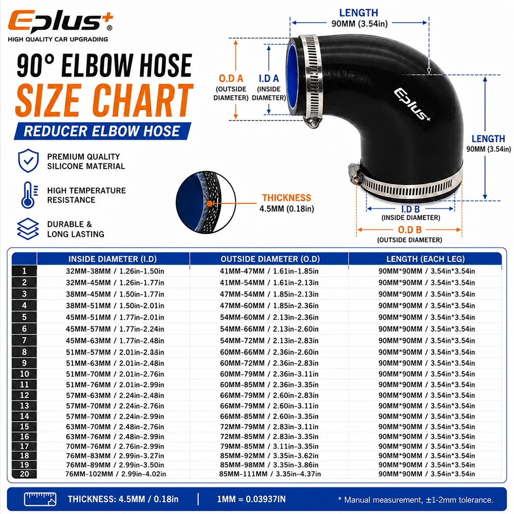 Black Silicone Car Radiator Intake Hose Turbo Intercooler Coupler Reducer Connector Universal Silica Gel Tube 90 Degrees Adapter