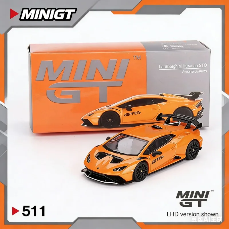 

MINIGT 1:64 # Модель автомобиля Lamborghini Huracan STO из литого сплава, 511 деталей, статическая, коллекционная, для взрослых, игрушка для мальчиков, праздничный подарок