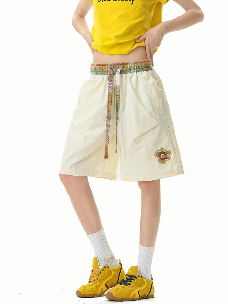 

Мужские легкие повседневные брюки Hong Kong Sle INS с клетчатыми вставками, укороченные, быстросохнущие, в стиле Haome, из пяти частей