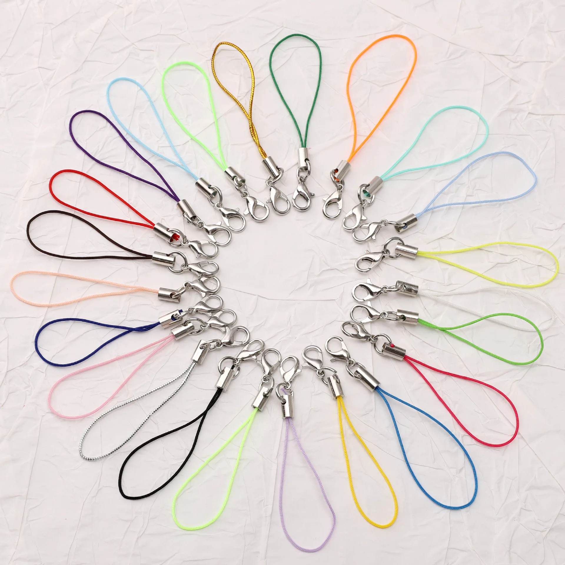 100pcs Lobster buckle, mixed color lanyard, pendant, DIY phone chain.
