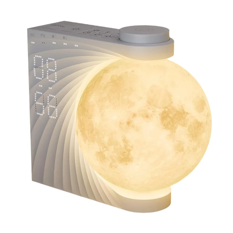 

AA01-Sunrise Alarm Clock For Bedrooms, Moon Night Light Clock Wake Up Light For Kids Teens,White Noise Sound Machine