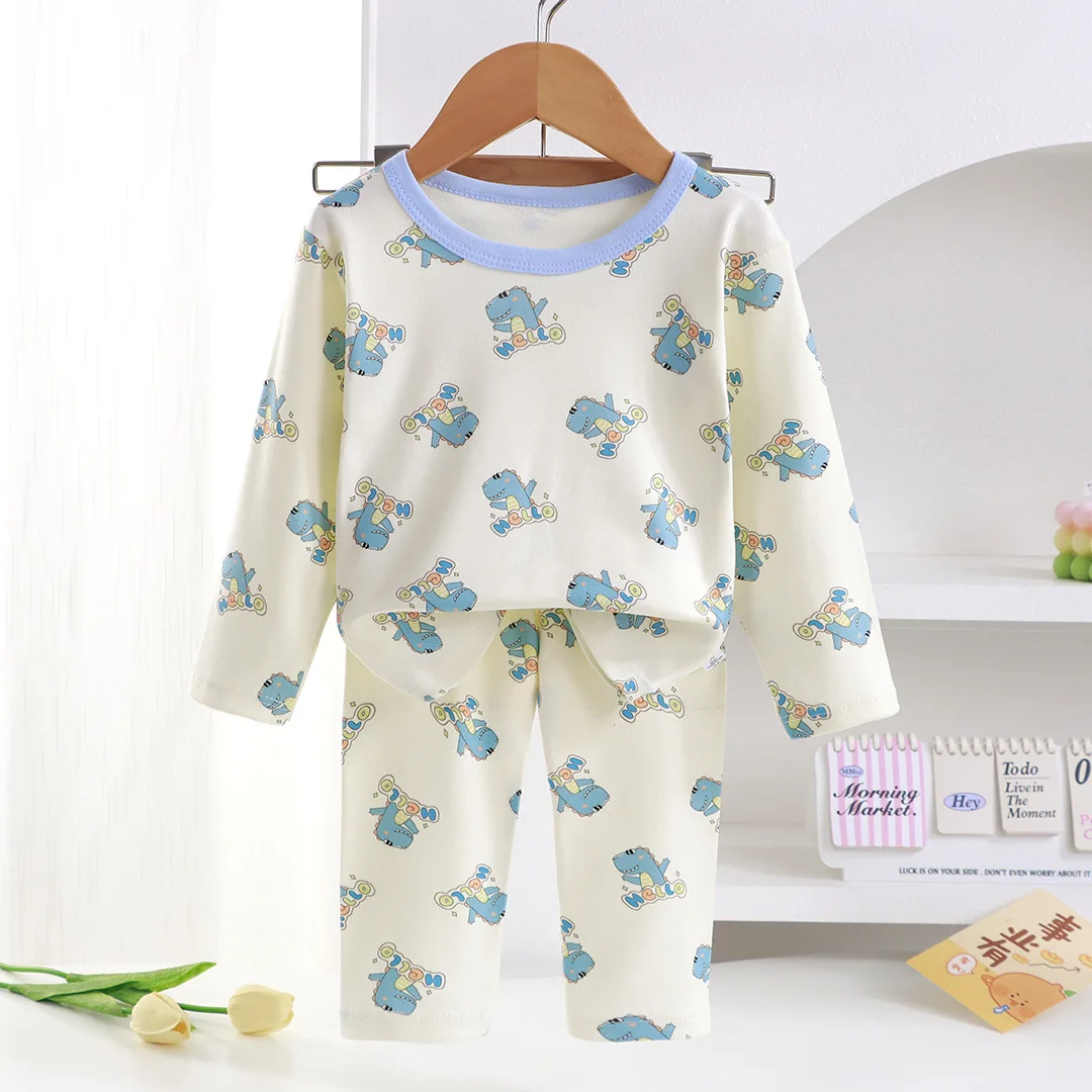 Car and Dinosaur Comfortable Autumn Winter Children Home Wear Long Sleeve Pants Set Cotton Baby Sleepwear Pajama Sets For Boys