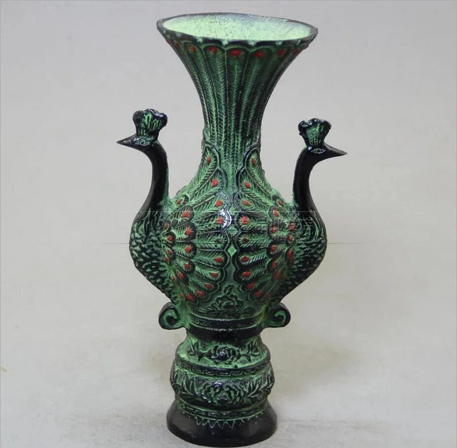 Copper Statue Antique crafts  collection of fine pure copper bronze bronze Phoenix vase ornaments