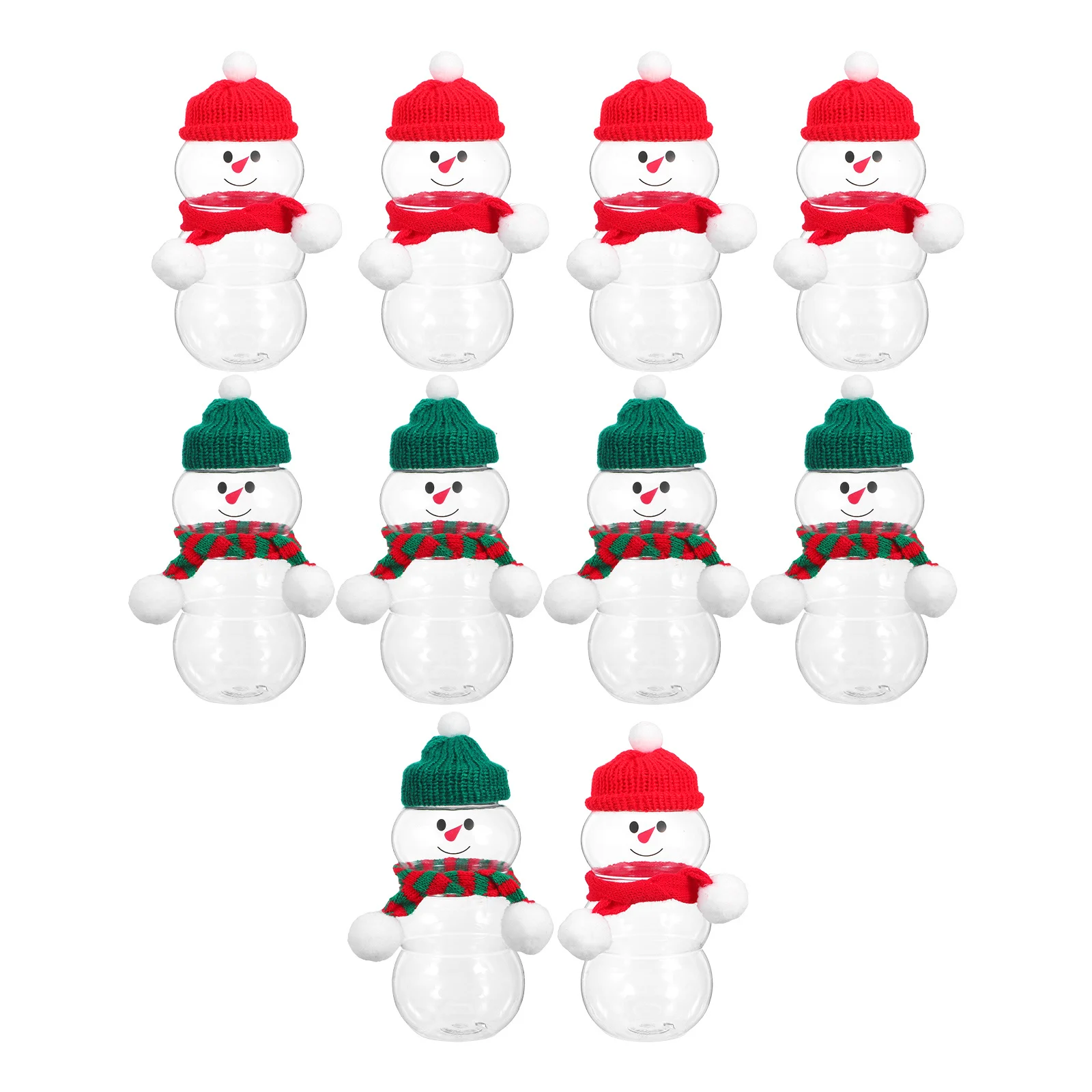 

10Pcs Reusable Plastic Snowman Bottles Leakproof Juice Containers Christmas Milk Smoothie Party Favor Storage Candy Storage Jar