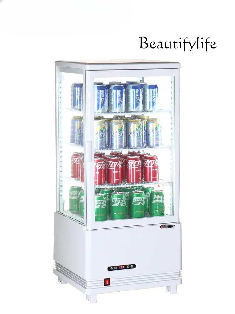 Hot and cold display cabinet Four-sided glass vertical table beverage refrigerator