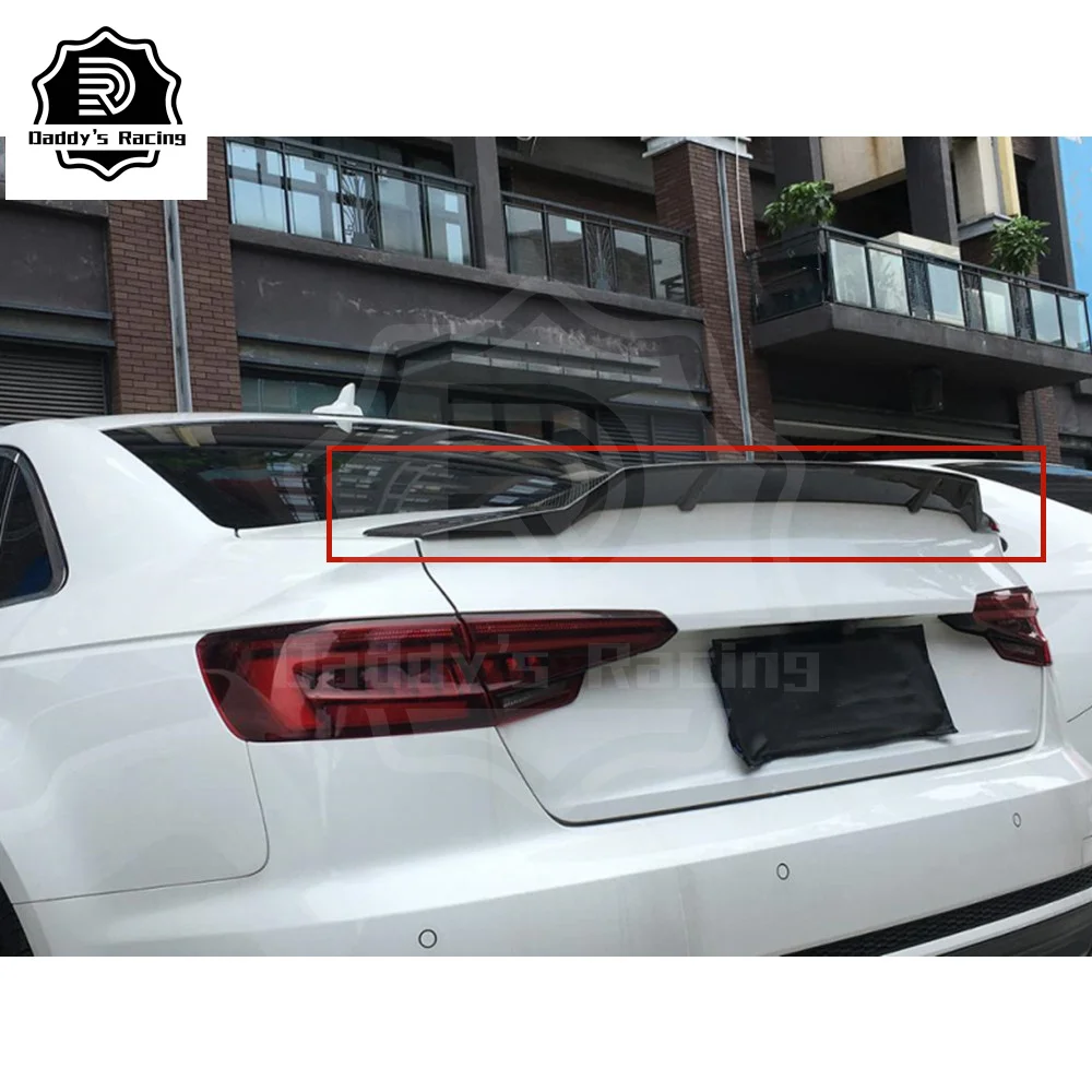 Carbon Fiber Rear Car Trunk Ducktail Spoiler Wing R Style Fit For 2017-2019 S4 A4 B9 SLINE 4 Doors Tuning