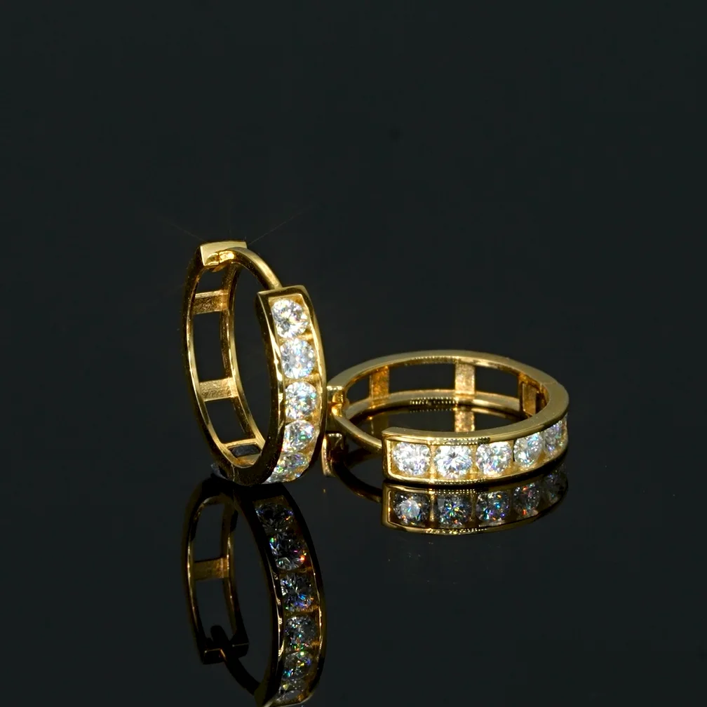 100% Real Gold 0.48CTW D Color Moissanite Earrings 14K Gold for Women Men Couples Small Hoop Earrings Engagement Wedding Jewelry