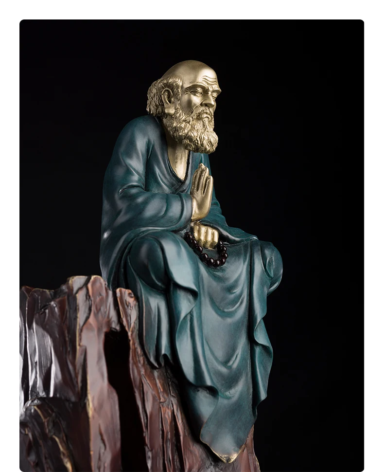 37CM large  home office living room Elegant Chan Taoism art India Damo Master Bodhidharma Decorate Buddha statue brass Sculpture