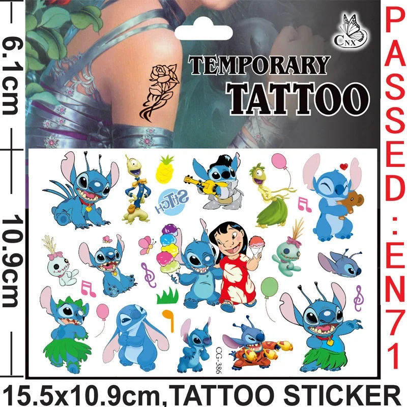 1 pz interstellare Baby Stitch Cartoon Tattoo Stickers bambini Stitch Water Transfer adesivi tatuaggio usa e getta giocattoli regalo Kawaii