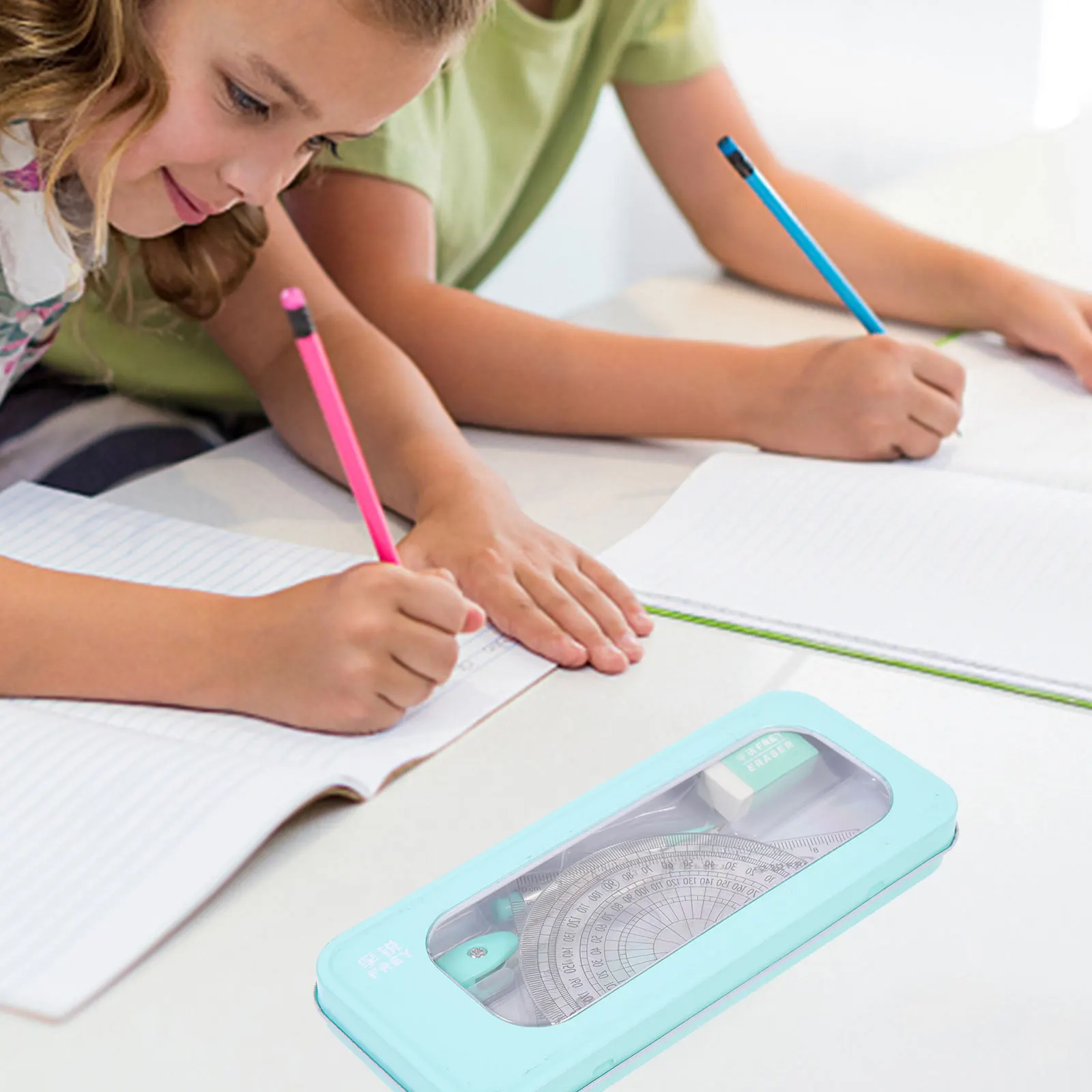 1 set 1 Set Drawing Compass Toolkit Geometry Set Measuring Tools Ruler Protractor School Supply Engineering Drafting Kit Student