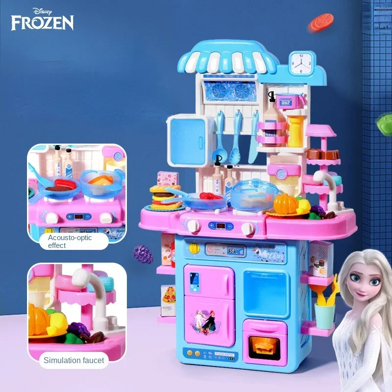 Disney Frozen Elsa Princess Simulation kitchen Stove Food tableware sets Cooking game play house toys kids interactive toy gift