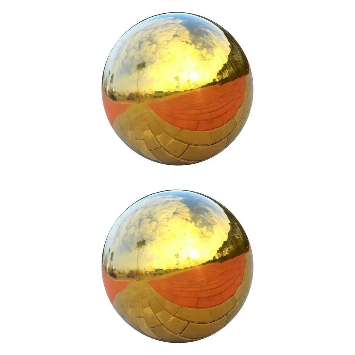 Golden Stainless Steel Sphere Decorative Hollow Ball High Brightness Gazing Ball Metal Garden Decor for Shopping Mall Lawn