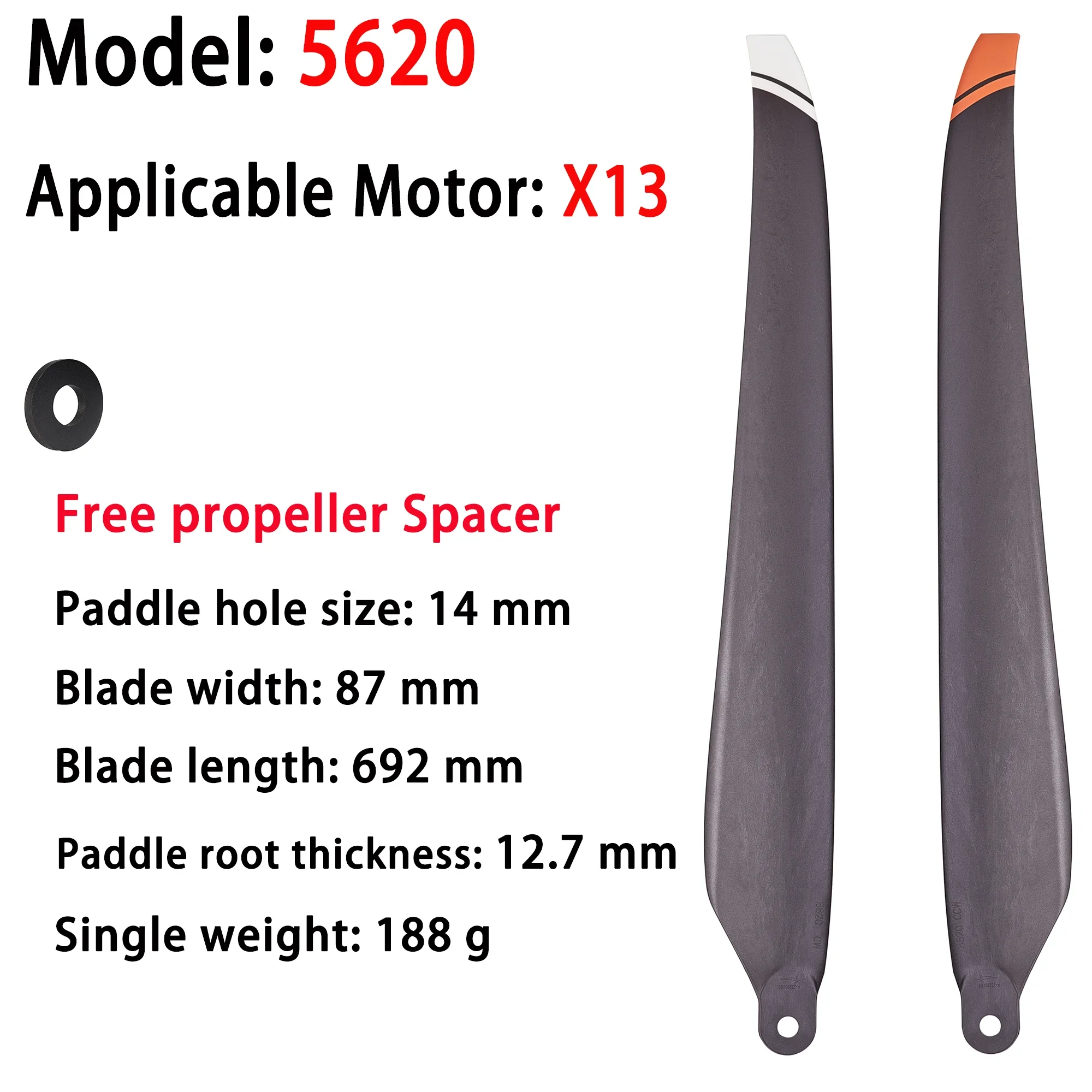 

Hobbywing 5620 Лопасть пропеллера FOC Складной углеродное волокно CW CCW 56 дюймов для системы питания двигателя X13