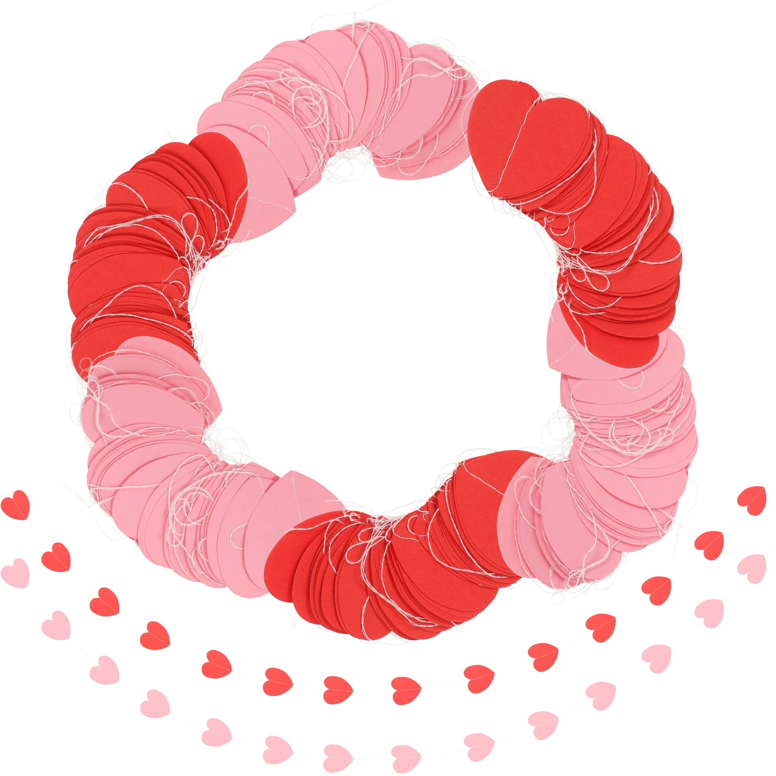 

6Pcs Valentines Day Heart Garland Decorations Reusable Paper Bunting for Fireplace Door Stairs Photo Props Heart Garland