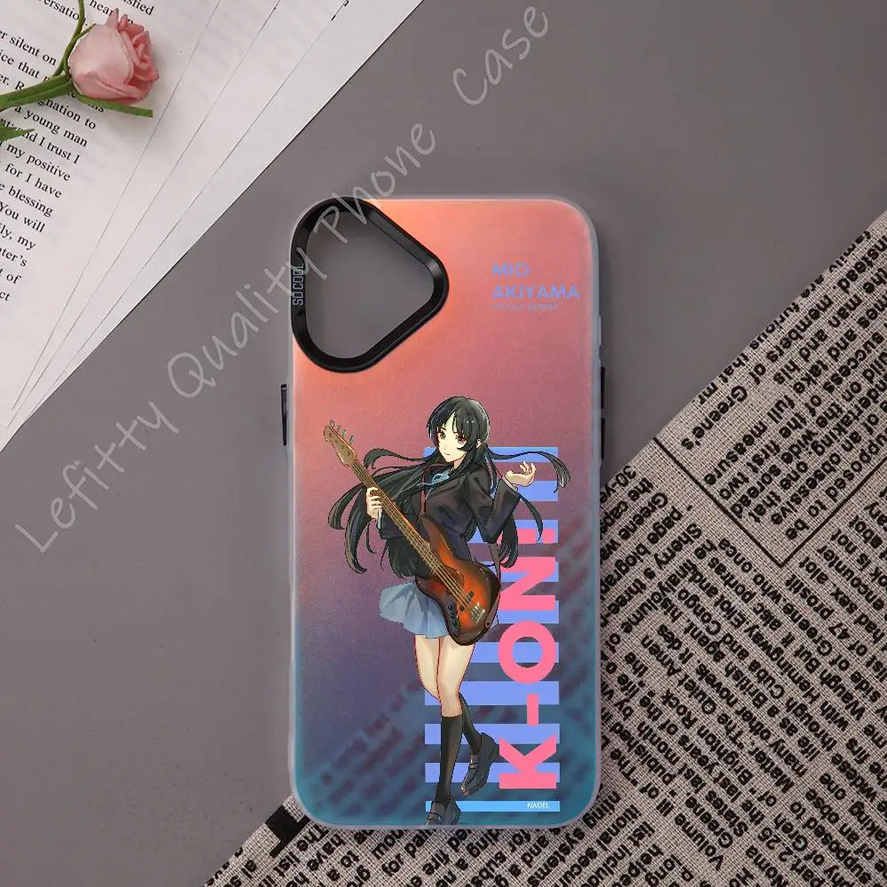 

K-K-ONs Anime Cute Phone Case For IPhone 16 15 14 13 12 11 Pro Max Matte Aurora Multicolor Laser Metallic Gradient Funda