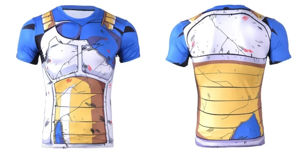 Dragon Ball Vegeta Saiyan Armor Kompressions-T-Shirt, Anime Cosplay Workout-T-Shirt für Männer, Frauen, Kinder, schnell trocknendes Fitness-Sport-Top – Detail 11