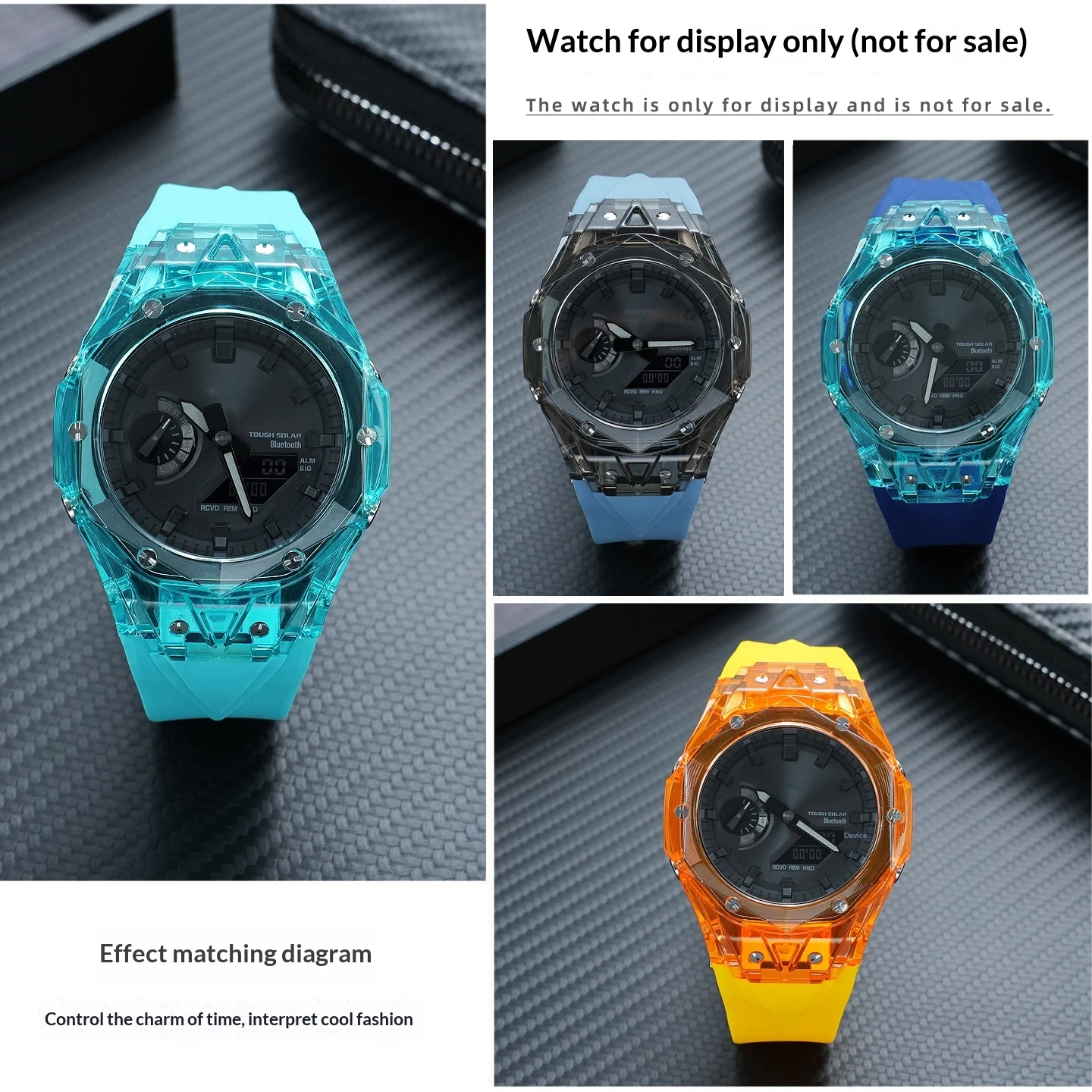GA-2100 Transparent Silicon For Casio Farmhouse Oak GA2100/2110 GA-B2100 Modified Glacier Transparent Case Strap Silicone Set