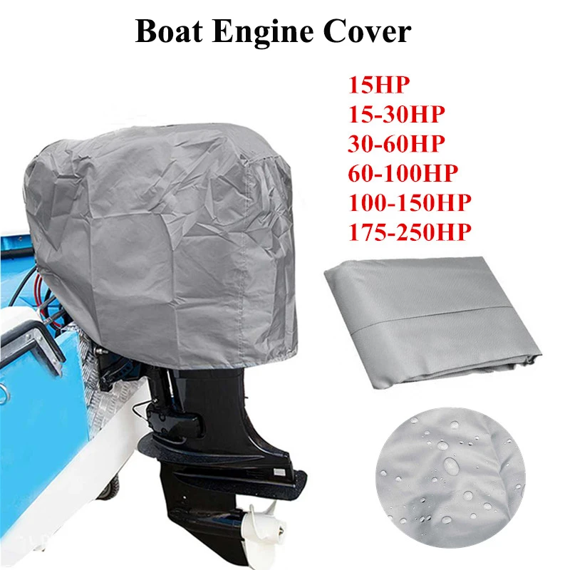 15HP-250HP 210D Waterproof Yacht Half Outboard Motor Engine Boat Cover Anti UV Dustproof Cover Marine Engine Protector Sliver