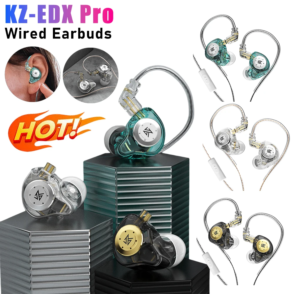 KZ EDX PRO Wired Earbuds 3.5mm Wired Earphone With MIC HIFI Bass Sport Noise Cancelling Headset Stereo Music In Ear Headphone