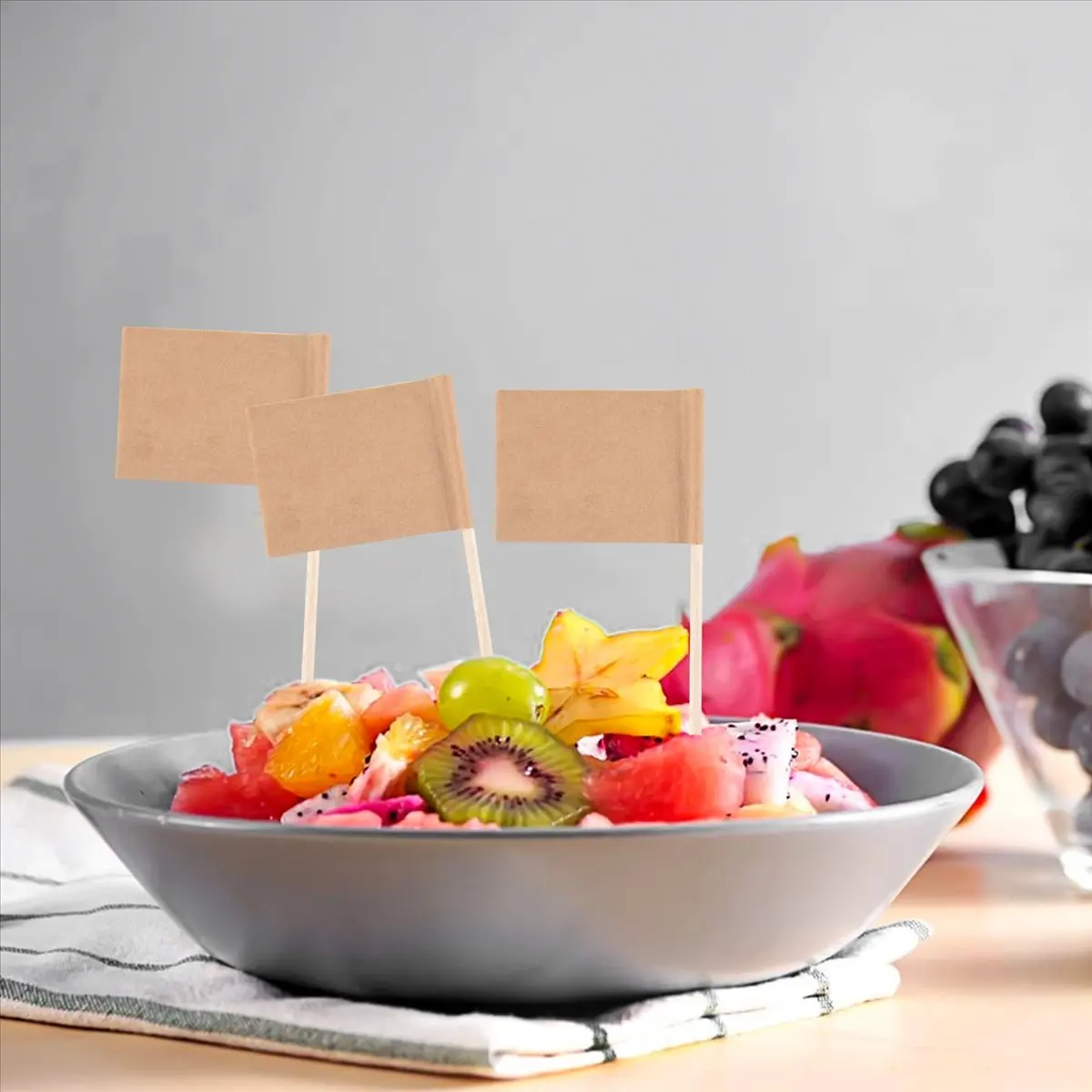 2026 Trend-200 Pack Blank Toothpick Flags Paper Flag Picks Cheese Markers for Cupcake, Food, Fruit, Party Decorations