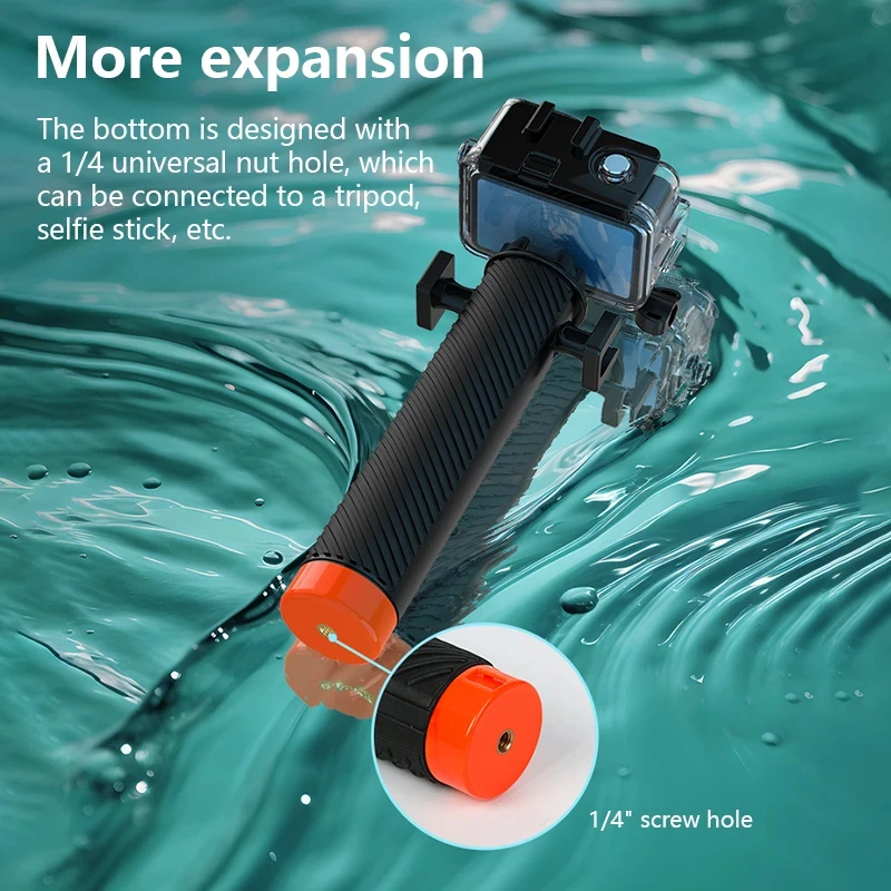 Floating buoyancy stick Hand Grip With Cold Shoe Mount For GoPro Hero 12 11 9 8 Insta360 X4 X3 Osmo Action 4 Camera Accessories