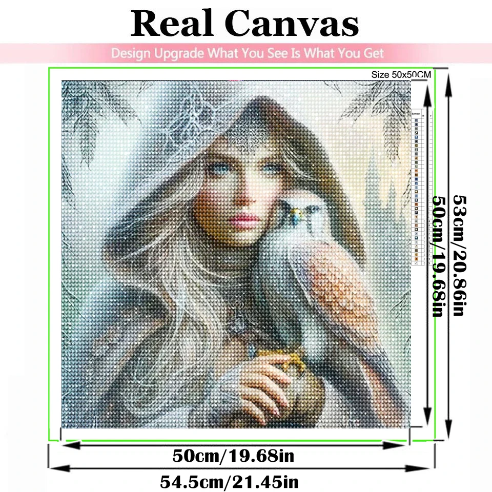Amazing Woman And Owl DIY Diamond Painting Kit,Full Square Round Acrylic Diamonds Mosaic Craft Art Set Home Decor Gift
