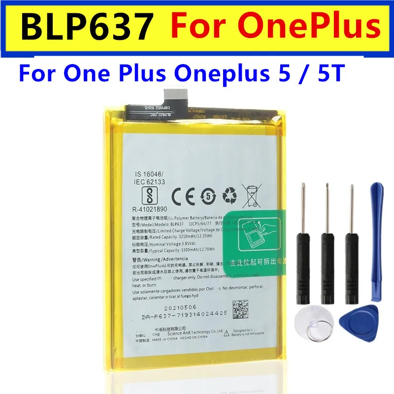 BATERIA DE ORIGEN BLP 637 1+ ONEPLUS 5 & 5T 3000Ah A5000 A5010 GENUINE