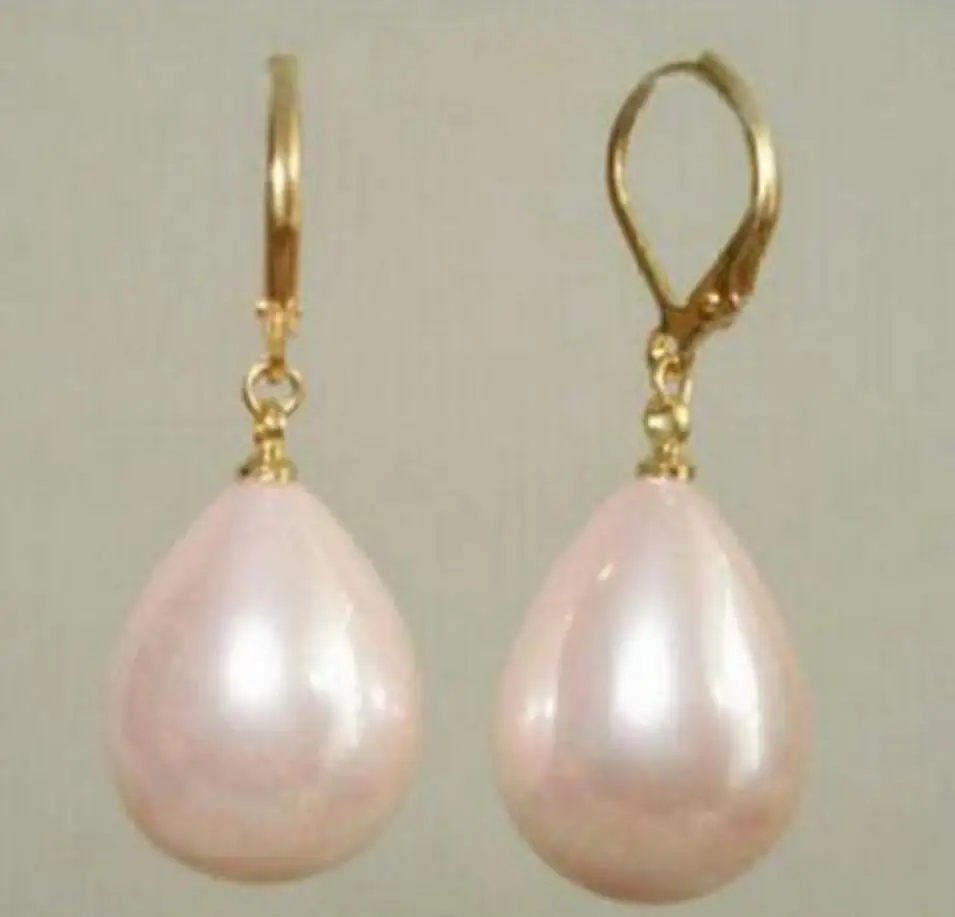 

Hot sale new Style Pink South Sea Shell Pearl Drop Yellow stone Earrings