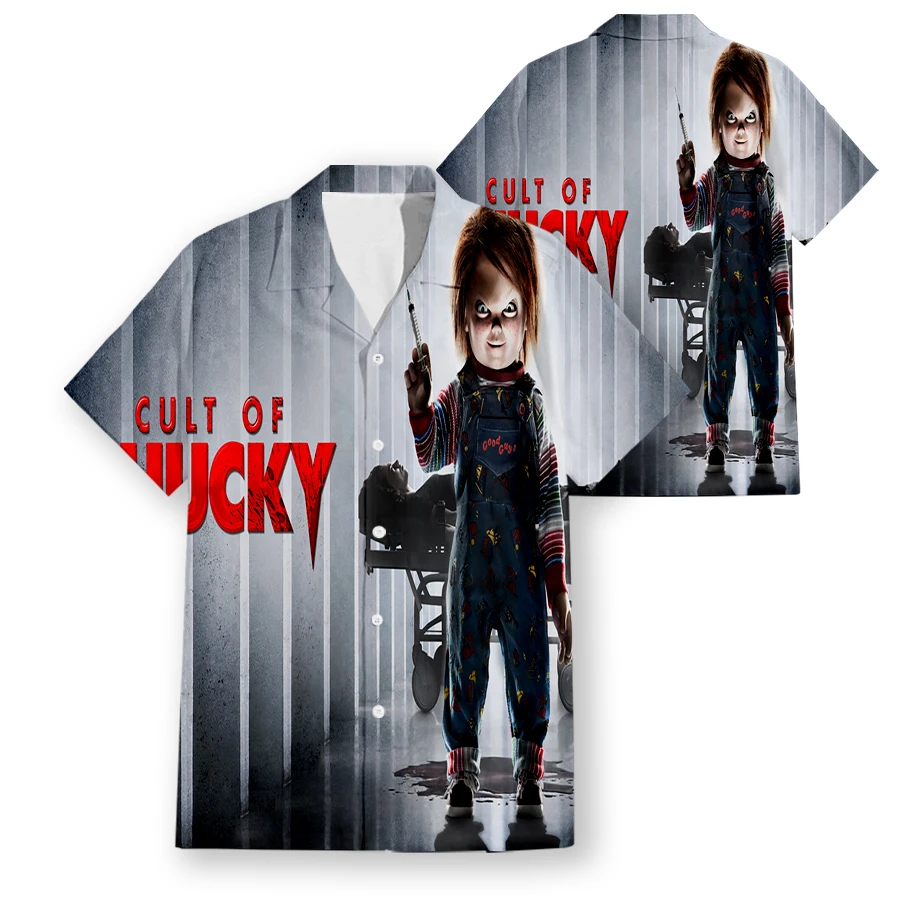 Phechion Hawaiian Short Sleeve Men's Shirt Child's Play Horror Chucky Movie Funny 3D Printed Casual Shirts Fashion Men Tops W31