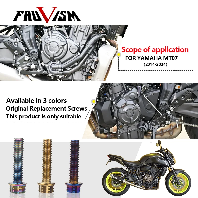 

M6 Engine bolts are suitable for Yamaha MT07 FZ07 motorcycle parts including clutch cover magneto cover screws and water pumps