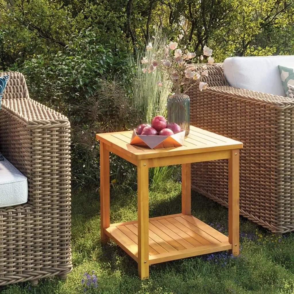 Eindtafel Met Onderste Plank, Houten Salontafel Voor Indoor Outdoor, Slaapkameropslag Nachtkastje