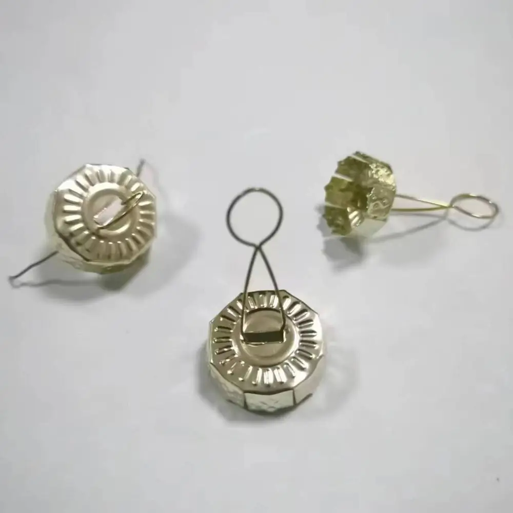 50PCS Round Christmas Ball Ornament Caps Gold Removable Metal Hangers Cap XMAS New Year Replacement Ornaments Cap DIY Home Decor